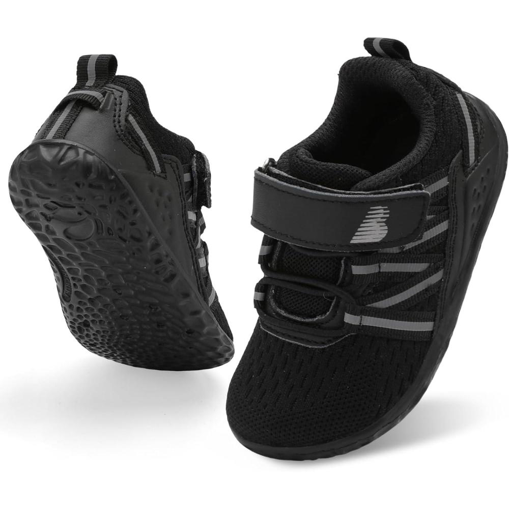 imageBARERUN Baby Sneakers Toddler Shoes Soft AntiSlip Sole Newborn First Walkers Infant Toddler Breathable Athletic Running ShoesBlack