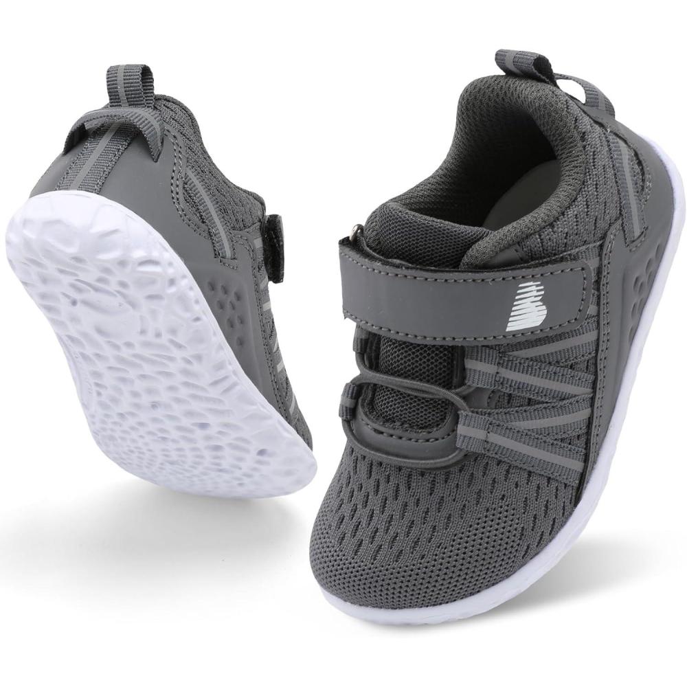 imageBARERUN Baby Sneakers Toddler Shoes Soft AntiSlip Sole Newborn First Walkers Infant Toddler Breathable Athletic Running ShoesDark Grey