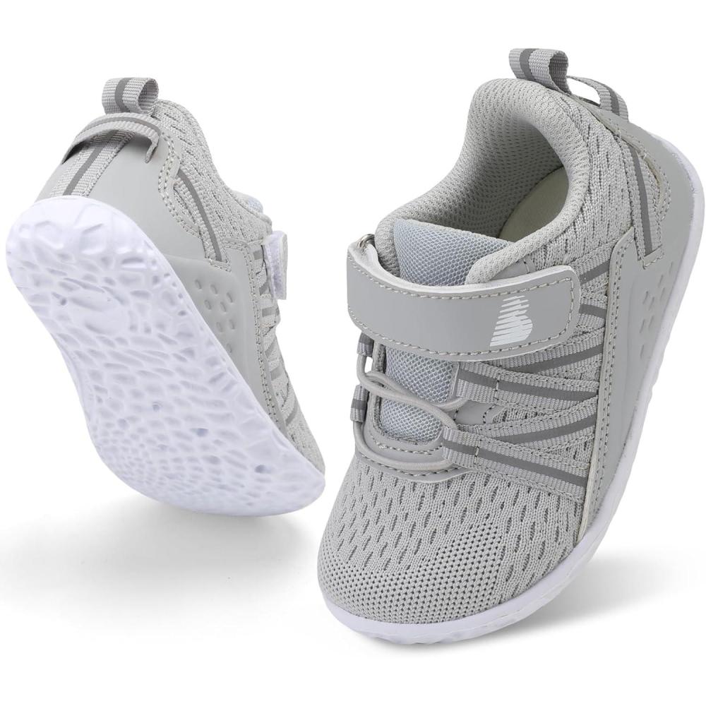 imageBARERUN Baby Sneakers Toddler Shoes Soft AntiSlip Sole Newborn First Walkers Infant Toddler Breathable Athletic Running ShoesLight Grey