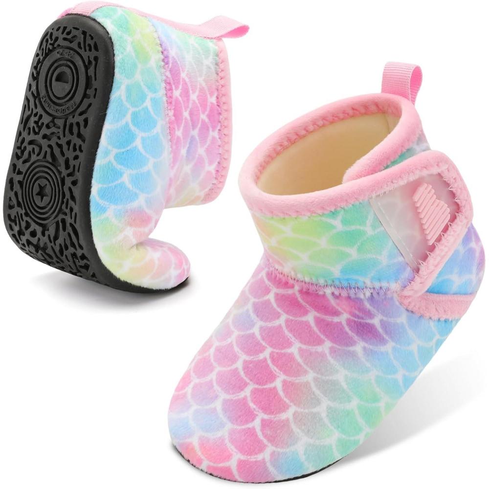 imageBARERUN Toddler Slippers Girls Boys House Shoes Baby Winter Booties Plush Cozy Kids House Slipper Warm Lightweight Infant Walking Shoes SocksBlue Fish