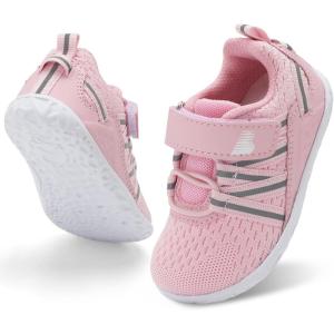 BARERUN Baby Sneakers Toddler Shoes Soft Anti-Slip Sole Newborn First Walkers Infant Toddler Breathable Athletic Running Shoes(A Pink)