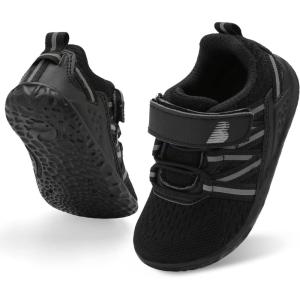 BARERUN Baby Sneakers Toddler Shoes Soft Anti-Slip Sole Newborn First Walkers Infant Toddler Breathable Athletic Running Shoes(Black)