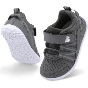 BARERUN Baby Sneakers Toddler Shoes Soft Anti-Slip Sole Newborn First Walkers Infant Toddler Breathable Athletic Running Shoes(Dark Grey)