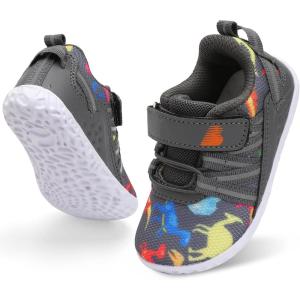 BARERUN Baby Sneakers Toddler Shoes Soft Anti-Slip Sole Newborn First Walkers Infant Toddler Breathable Athletic Running Shoes(Grey Dinosaur)