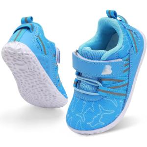 BARERUN Baby Sneakers Toddler Shoes Soft Anti-Slip Sole Newborn First Walkers Infant Toddler Breathable Athletic Running Shoes(Light Fish)