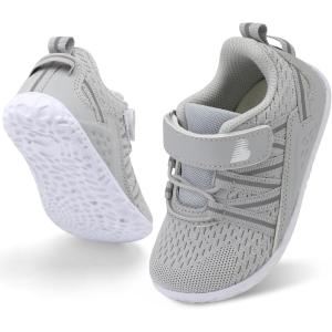 BARERUN Baby Sneakers Toddler Shoes Soft Anti-Slip Sole Newborn First Walkers Infant Toddler Breathable Athletic Running Shoes(Light Grey)