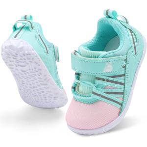 BARERUN Baby Sneakers Toddler Shoes Soft Anti-Slip Sole Newborn First Walkers Infant Toddler Breathable Athletic Running Shoes(Pink Green)