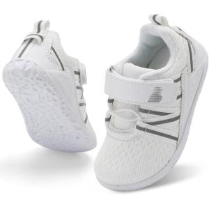 BARERUN Baby Sneakers Toddler Shoes Soft Anti-Slip Sole Newborn First Walkers Infant Toddler Breathable Athletic Running Shoes(White)