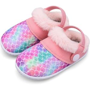 BARERUN Toddler Boys Girls Indoors Warm Slipper Girls Slippers Boys Slippers Kids Slippers Pink Toddler Size 6.5-7
