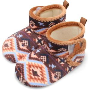 BARERUN Toddler Slippers Girls Boys House Shoes Baby Winter Booties Plush Cozy Kids House Slipper Warm Lightweight Infant Walking Shoes Socks(Bohemian)