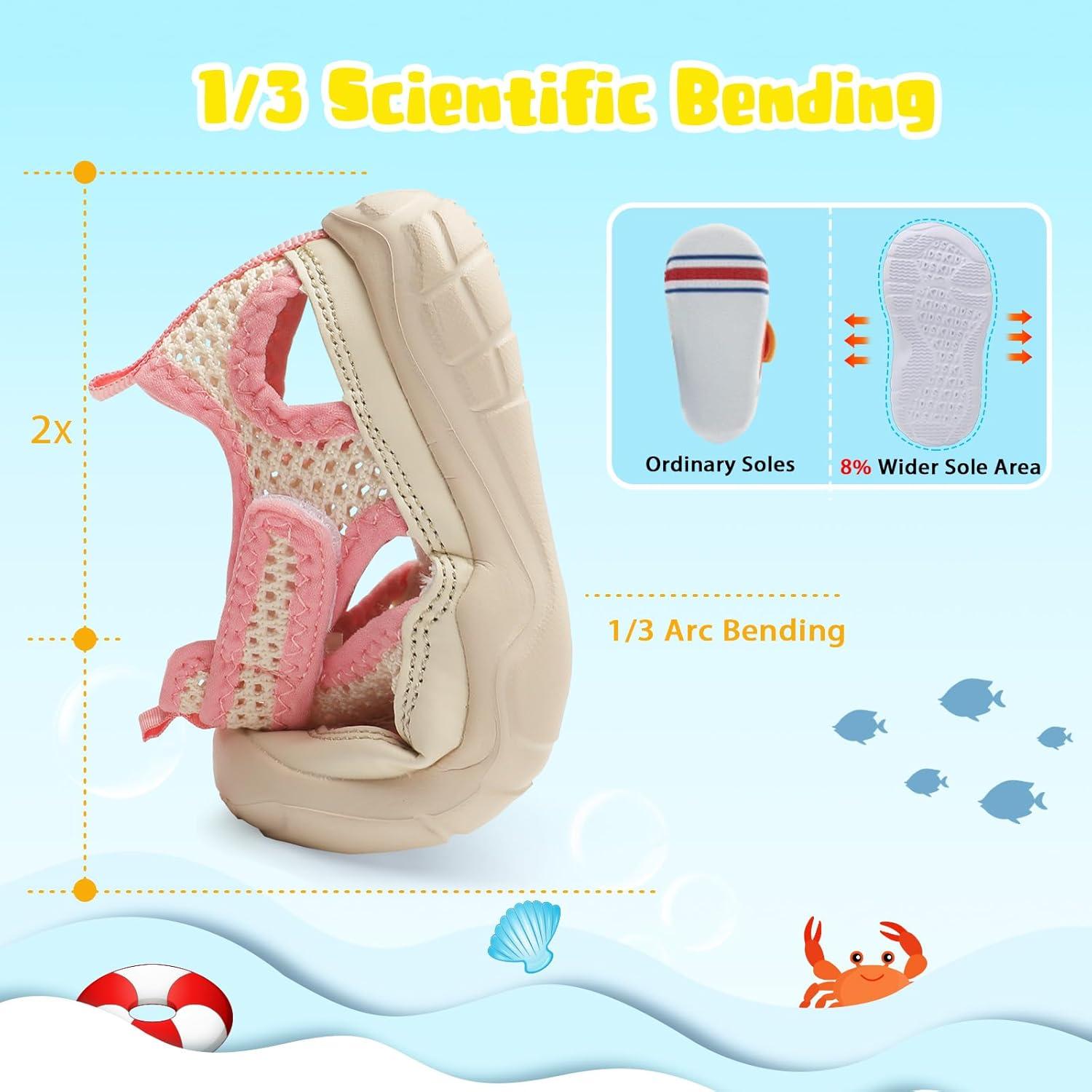 imageBARERUN Kids Water Shoes Boys Girls Barefoot Aqua Socks for Swim Surf Pool Beach Sport Lightweight Breathable Sandal Athletic SlipOn Sneaker for Toddler Outdoor IndoorBeigepink