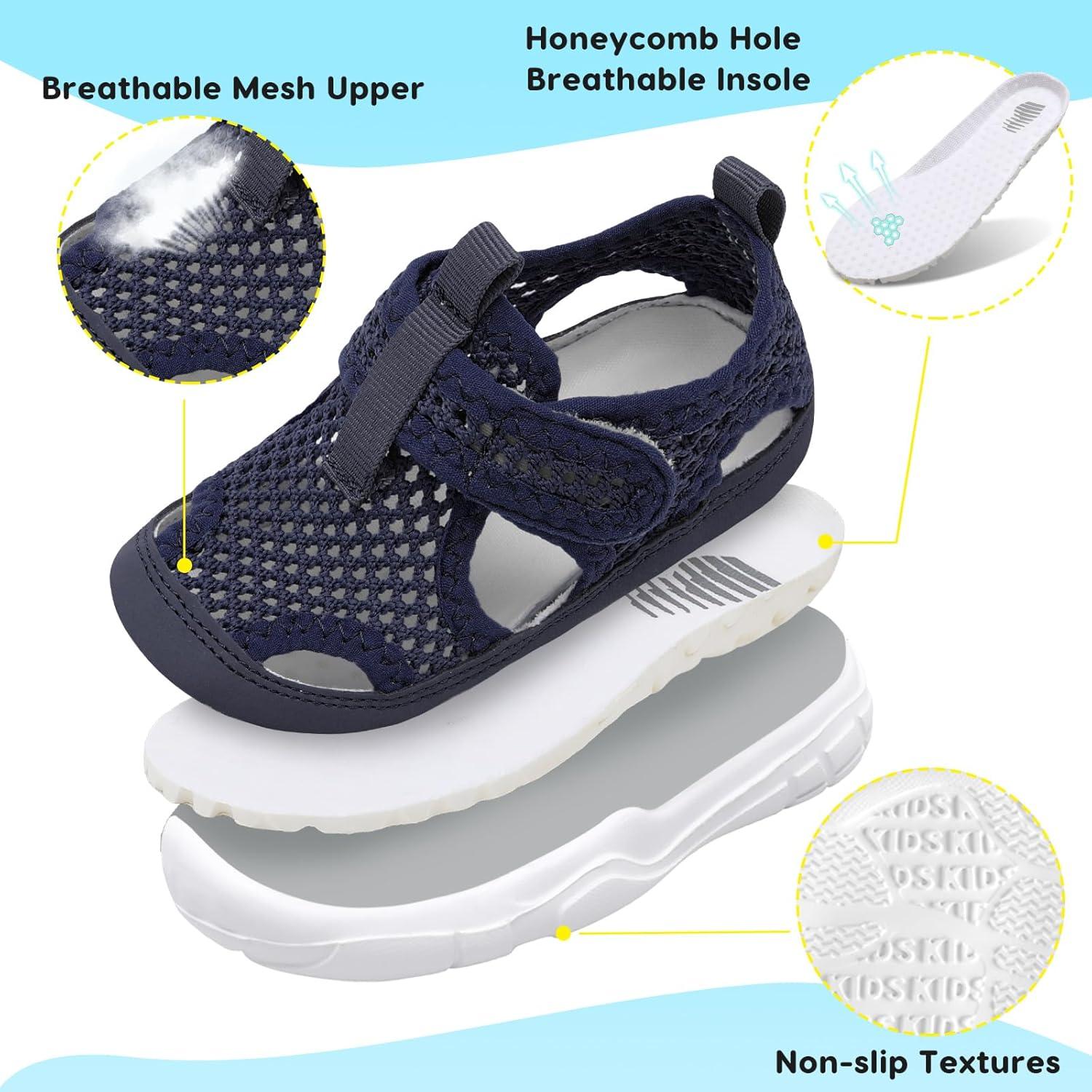 imageBARERUN Kids Water Shoes Boys Girls Barefoot Aqua Socks for Swim Surf Pool Beach Sport Lightweight Breathable Sandal Athletic SlipOn Sneaker for Toddler Outdoor IndoorNavy