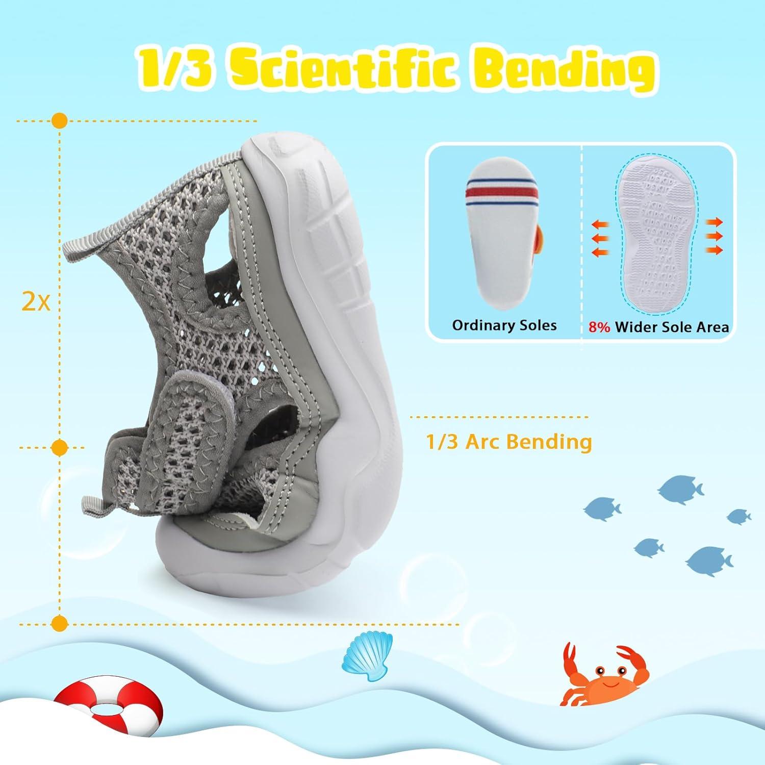 imageBARERUN Kids Water Shoes Boys Girls Barefoot Aqua Socks for Swim Surf Pool Beach Sport Lightweight Breathable Sandal Athletic SlipOn Sneaker for Toddler Outdoor IndoorLightgrey