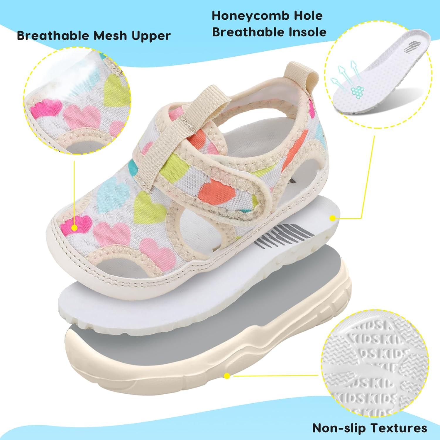 imageBARERUN Kids Water Shoes Boys Girls Barefoot Aqua Socks for Swim Surf Pool Beach Sport Lightweight Breathable Sandal Athletic SlipOn Sneaker for Toddler Outdoor IndoorHeart