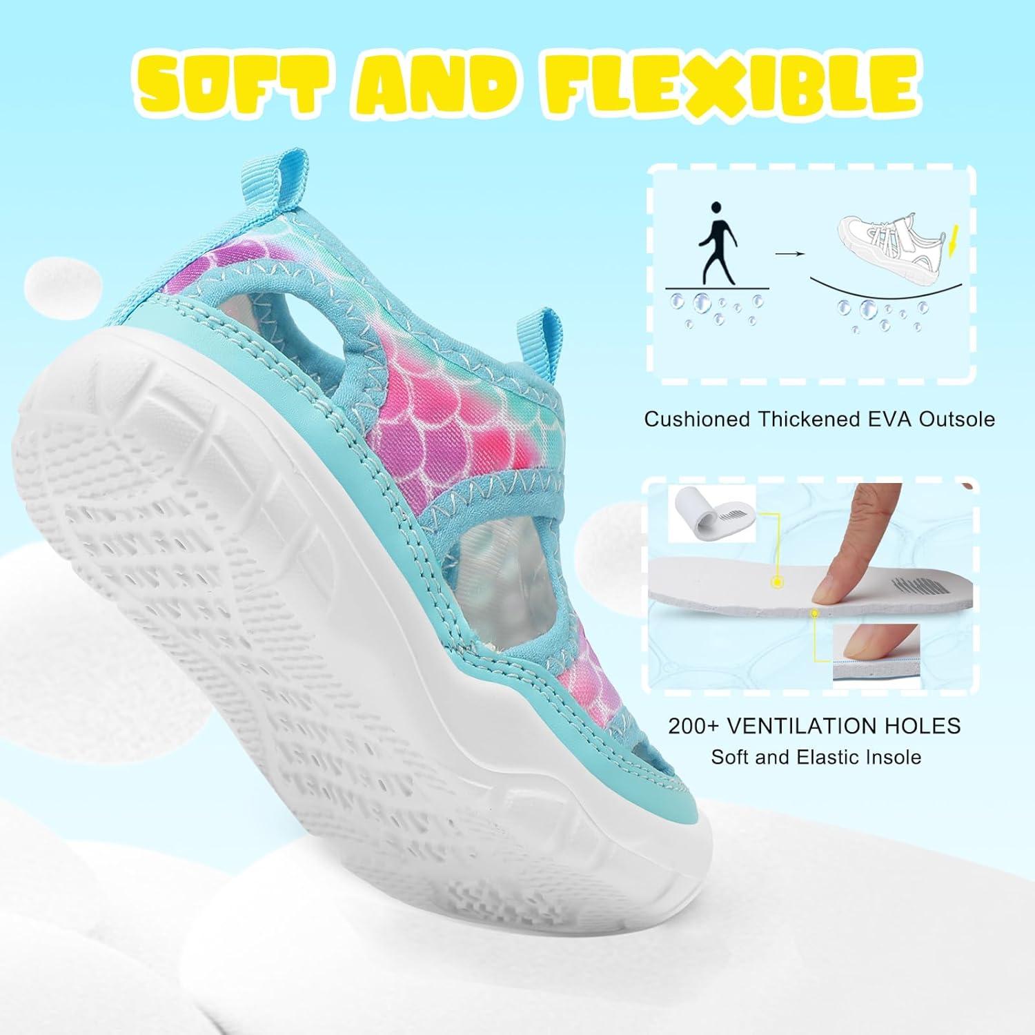 imageBARERUN Kids Water Shoes Boys Girls Barefoot Aqua Socks for Swim Surf Pool Beach Sport Lightweight Breathable Sandal Athletic SlipOn Sneaker for Toddler Outdoor IndoorBluefishscale