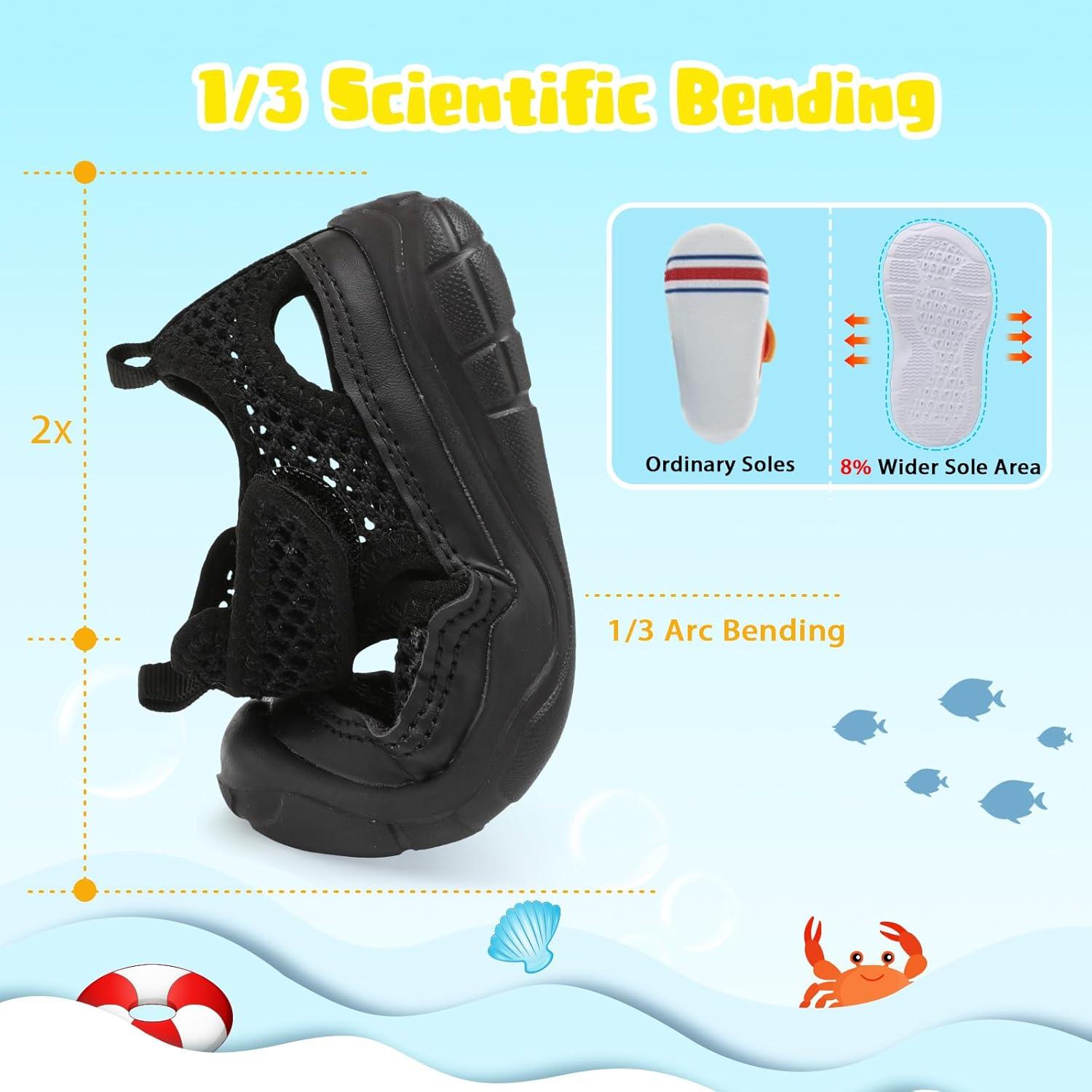 imageBARERUN Kids Water Shoes Boys Girls Barefoot Aqua Socks for Swim Surf Pool Beach Sport Lightweight Breathable Sandal Athletic SlipOn Sneaker for Toddler Outdoor IndoorBlack