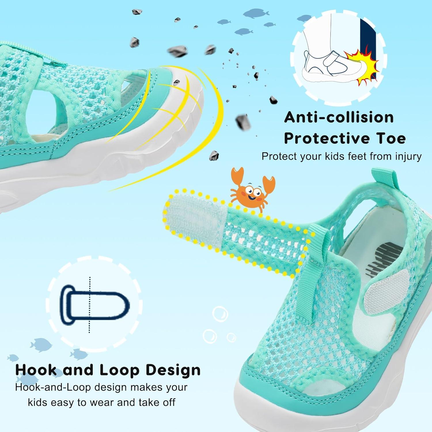 imageBARERUN Kids Water Shoes Boys Girls Barefoot Aqua Socks for Swim Surf Pool Beach Sport Lightweight Breathable Sandal Athletic SlipOn Sneaker for Toddler Outdoor IndoorLightgreen