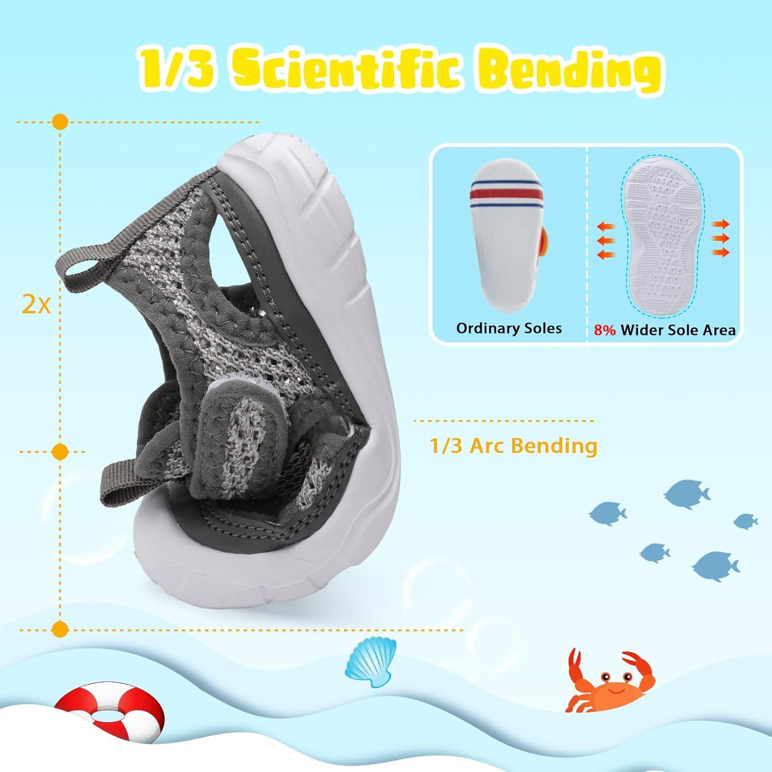 imageBARERUN Kids Water Shoes Boys Girls Barefoot Aqua Socks for Swim Surf Pool Beach Sport Lightweight Breathable Sandal Athletic SlipOn Sneaker for Toddler Outdoor IndoorGrey Black