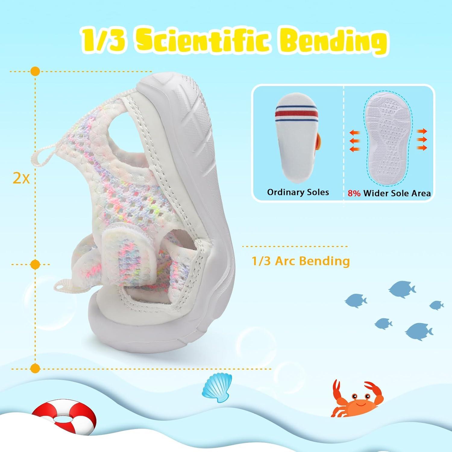 imageBARERUN Kids Water Shoes Boys Girls Barefoot Aqua Socks for Swim Surf Pool Beach Sport Lightweight Breathable Sandal Athletic SlipOn Sneaker for Toddler Outdoor IndoorWhite Dye