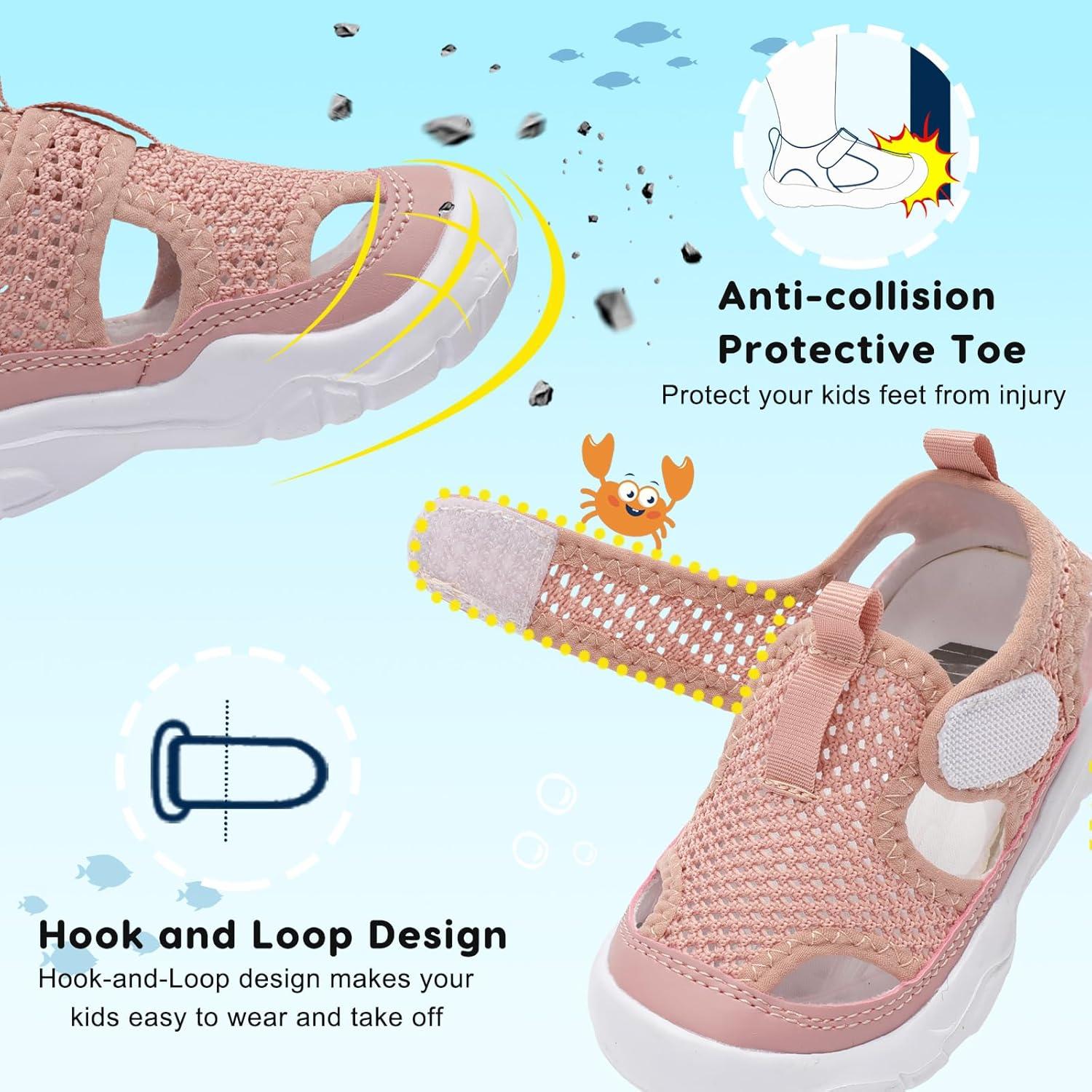 imageBARERUN Kids Water Shoes Boys Girls Barefoot Aqua Socks for Swim Surf Pool Beach Sport Lightweight Breathable Sandal Athletic SlipOn Sneaker for Toddler Outdoor IndoorLight Red