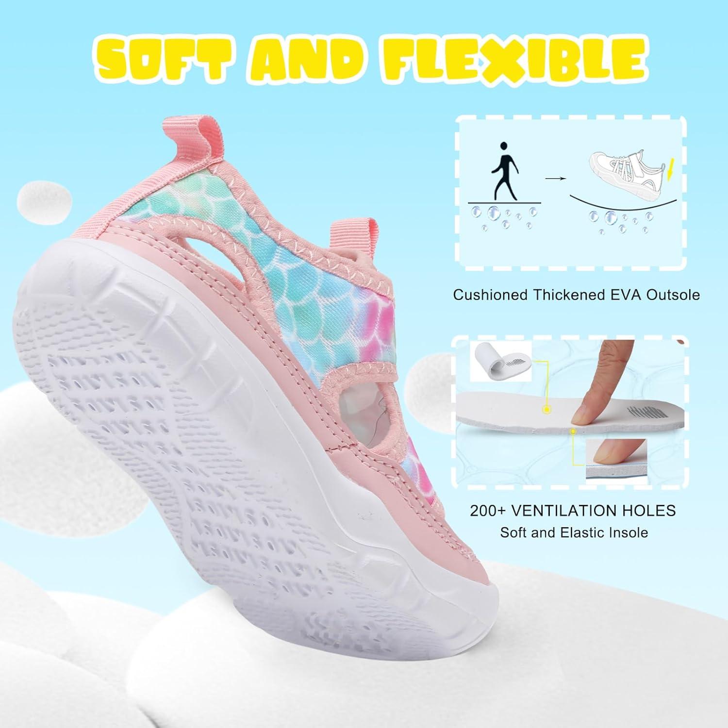 imageBARERUN Kids Water Shoes Boys Girls Barefoot Aqua Socks for Swim Surf Pool Beach Sport Lightweight Breathable Sandal Athletic SlipOn Sneaker for Toddler Outdoor IndoorFishscale