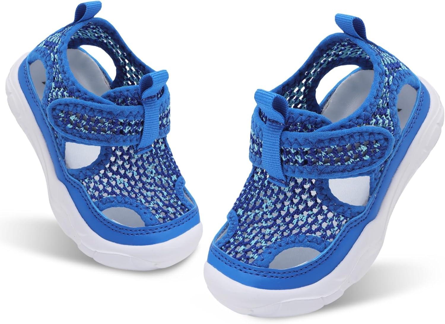 imageBARERUN Kids Water Shoes Boys Girls Barefoot Aqua Socks for Swim Surf Pool Beach Sport Lightweight Breathable Sandal Athletic SlipOn Sneaker for Toddler Outdoor IndoorRoyalblue