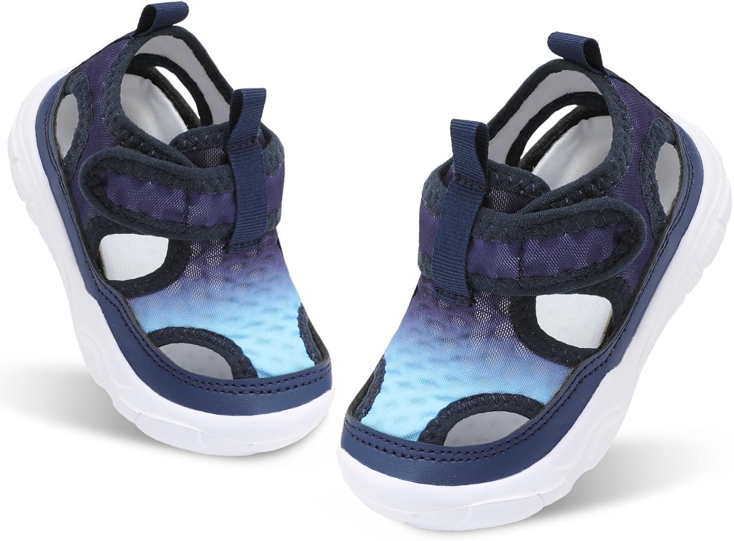 imageBARERUN Kids Water Shoes Boys Girls Barefoot Aqua Socks for Swim Surf Pool Beach Sport Lightweight Breathable Sandal Athletic SlipOn Sneaker for Toddler Outdoor IndoorBlueblack