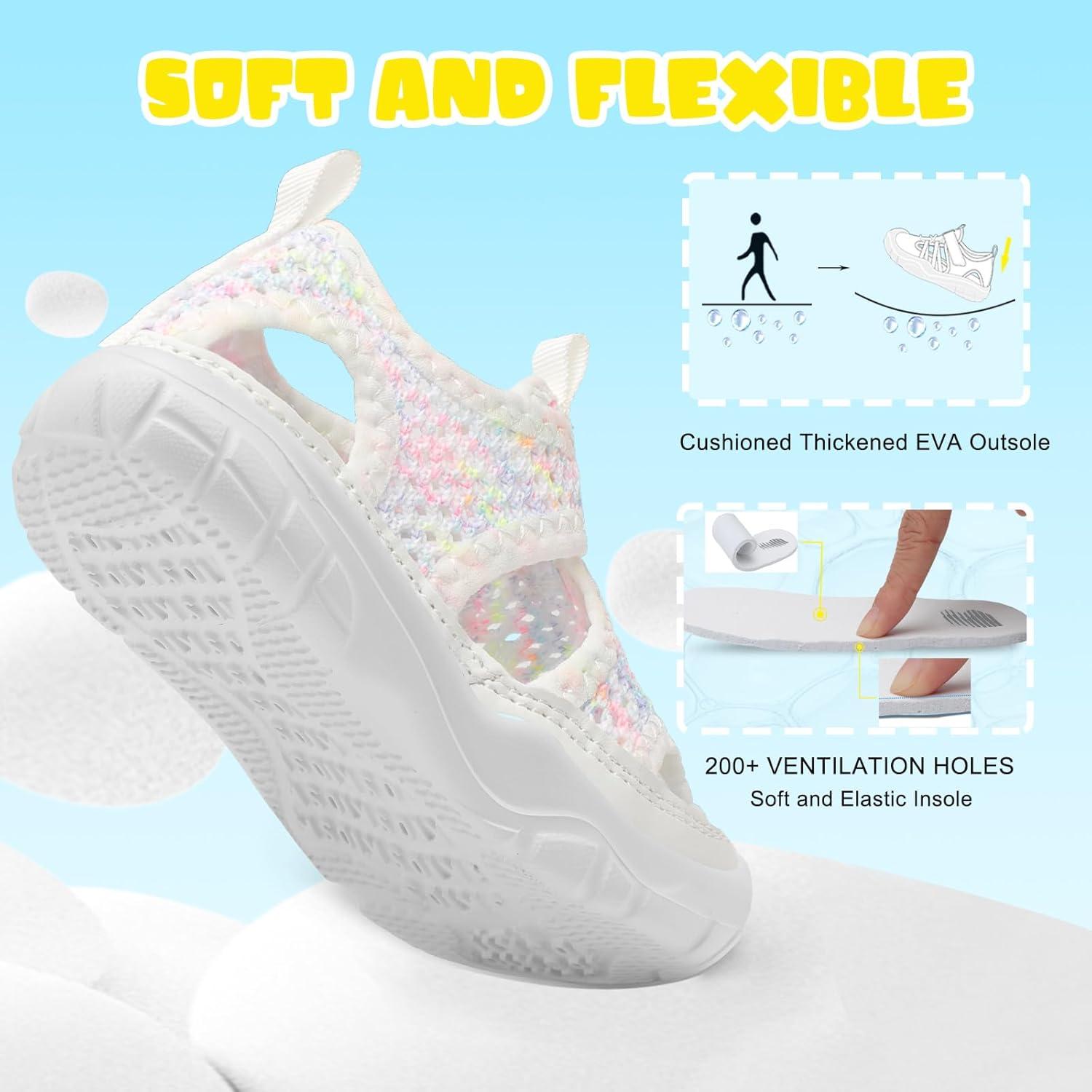 imageBARERUN Kids Water Shoes Boys Girls Barefoot Aqua Socks for Swim Surf Pool Beach Sport Lightweight Breathable Sandal Athletic SlipOn Sneaker for Toddler Outdoor IndoorWhite Dye