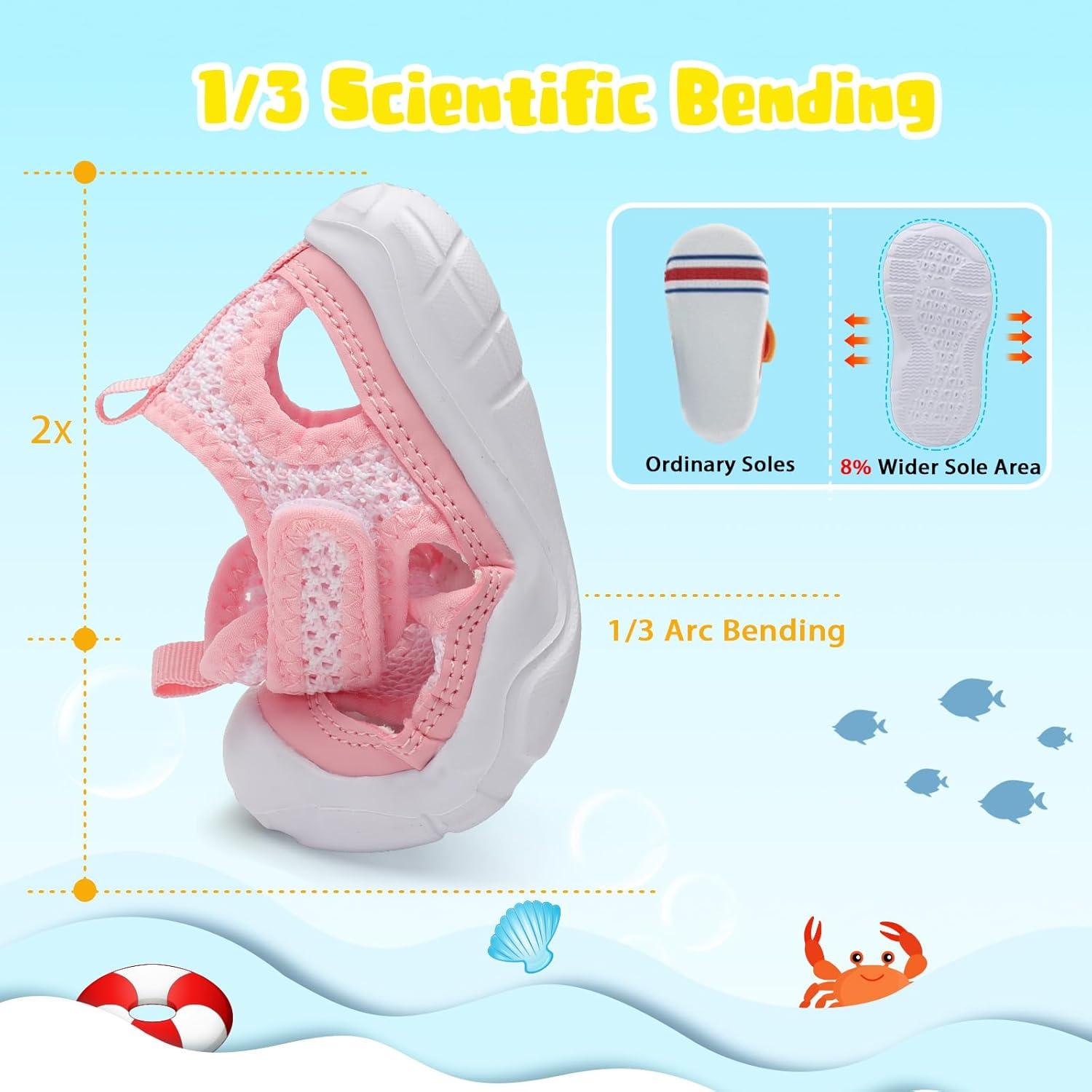 imageBARERUN Kids Water Shoes Boys Girls Barefoot Aqua Socks for Swim Surf Pool Beach Sport Lightweight Breathable Sandal Athletic SlipOn Sneaker for Toddler Outdoor IndoorPink White