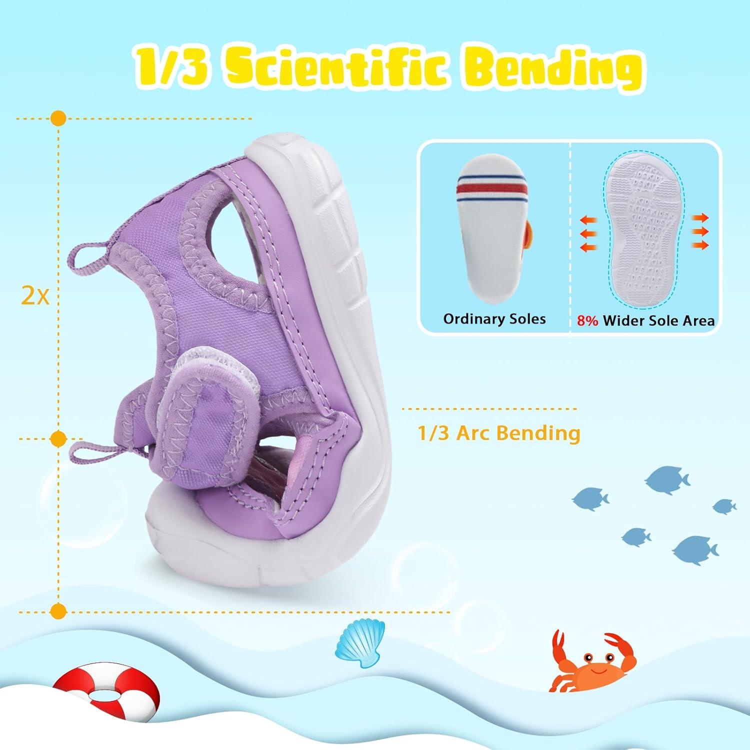 imageBARERUN Kids Water Shoes Boys Girls Barefoot Aqua Socks for Swim Surf Pool Beach Sport Lightweight Breathable Sandal Athletic SlipOn Sneaker for Toddler Outdoor IndoorPurplepink