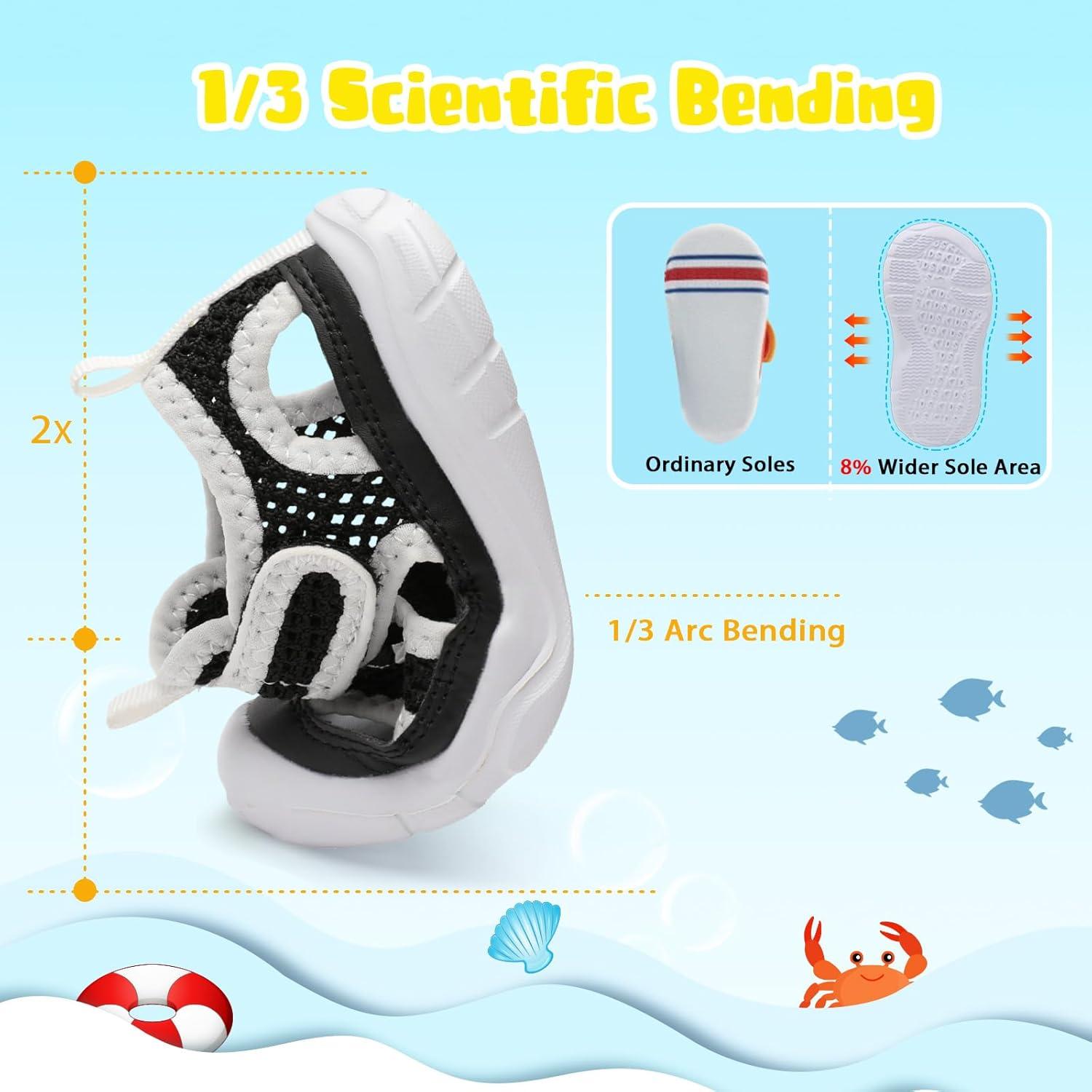 imageBARERUN Kids Water Shoes Boys Girls Barefoot Aqua Socks for Swim Surf Pool Beach Sport Lightweight Breathable Sandal Athletic SlipOn Sneaker for Toddler Outdoor IndoorWhite Black