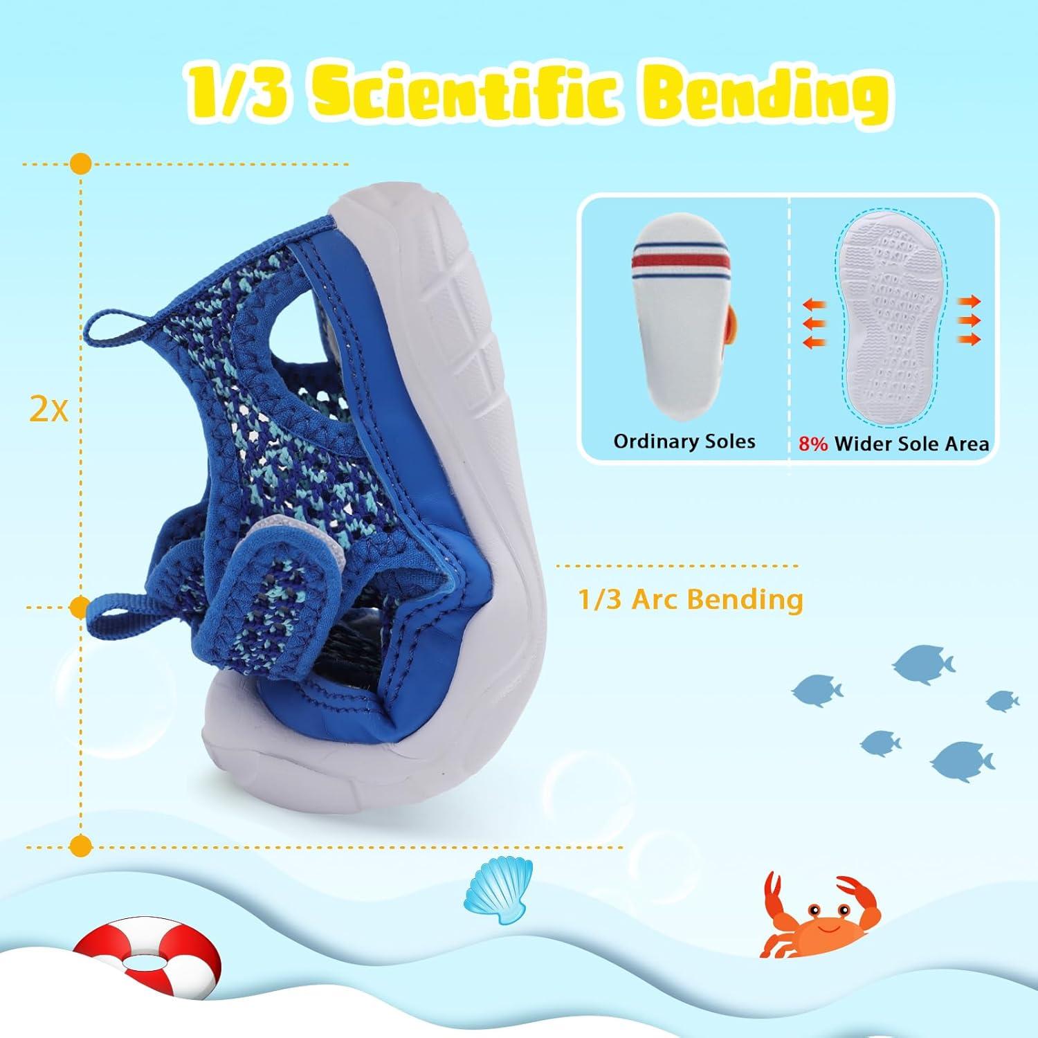 imageBARERUN Kids Water Shoes Boys Girls Barefoot Aqua Socks for Swim Surf Pool Beach Sport Lightweight Breathable Sandal Athletic SlipOn Sneaker for Toddler Outdoor IndoorRoyalblue