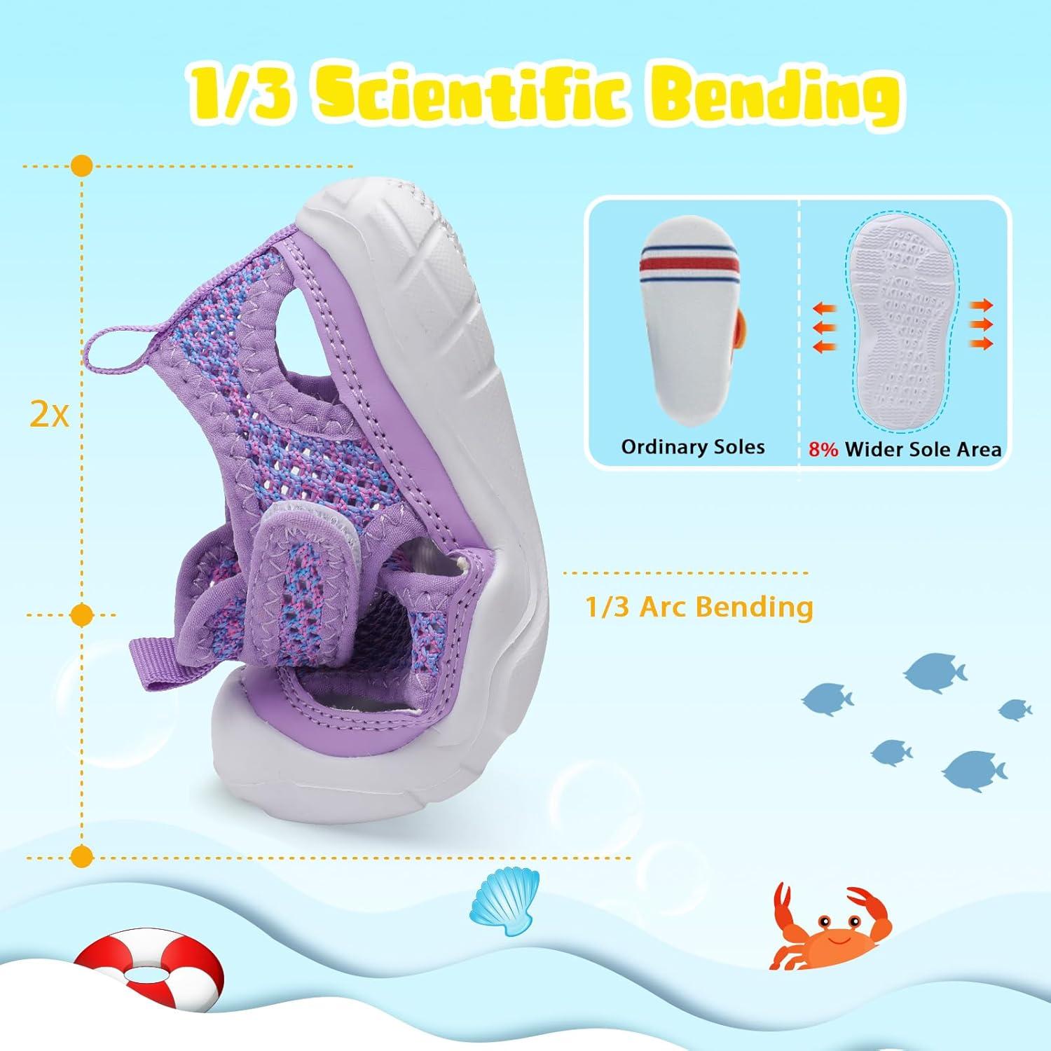 imageBARERUN Kids Water Shoes Boys Girls Barefoot Aqua Socks for Swim Surf Pool Beach Sport Lightweight Breathable Sandal Athletic SlipOn Sneaker for Toddler Outdoor IndoorPurple Dye