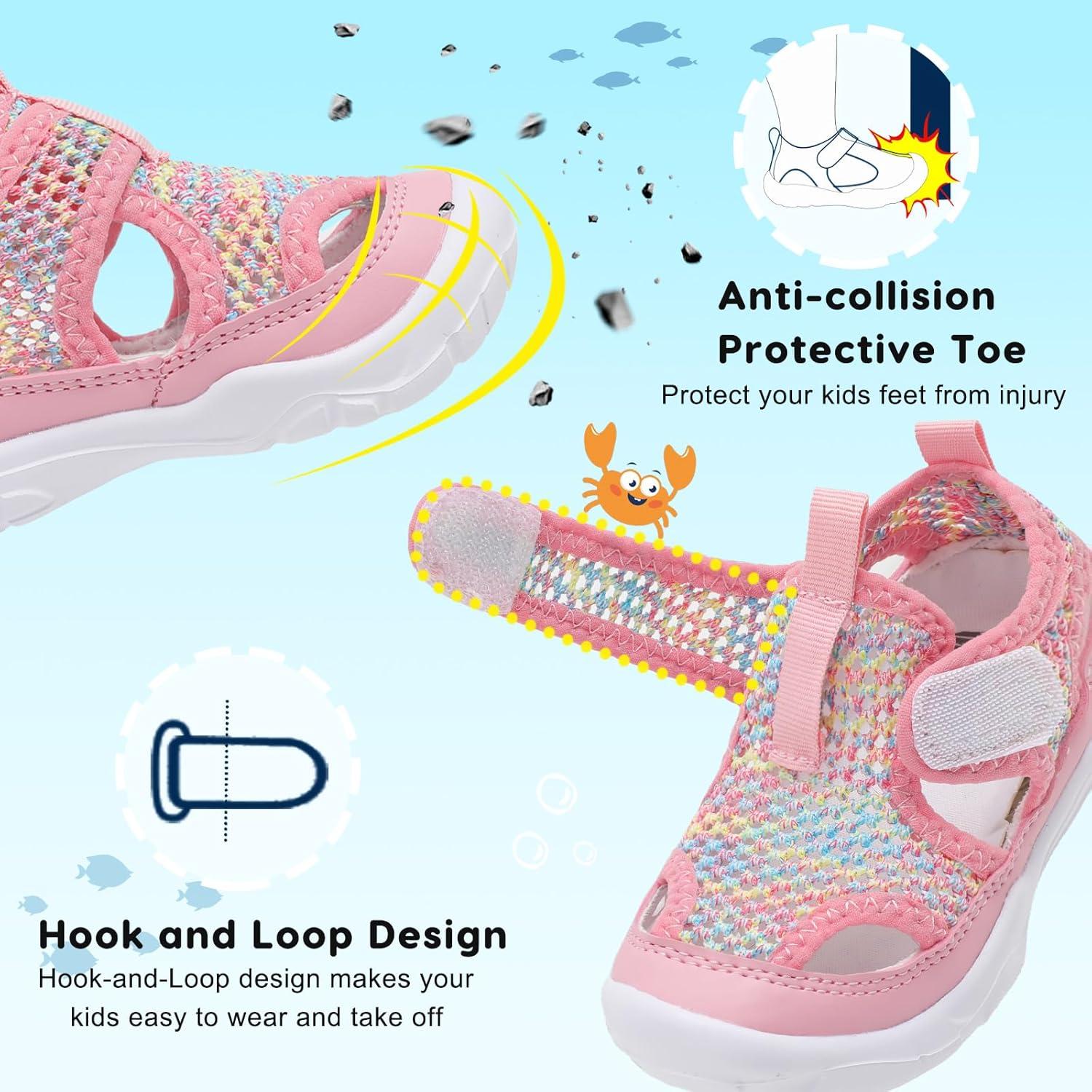 imageBARERUN Kids Water Shoes Boys Girls Barefoot Aqua Socks for Swim Surf Pool Beach Sport Lightweight Breathable Sandal Athletic SlipOn Sneaker for Toddler Outdoor IndoorA Pinkchange
