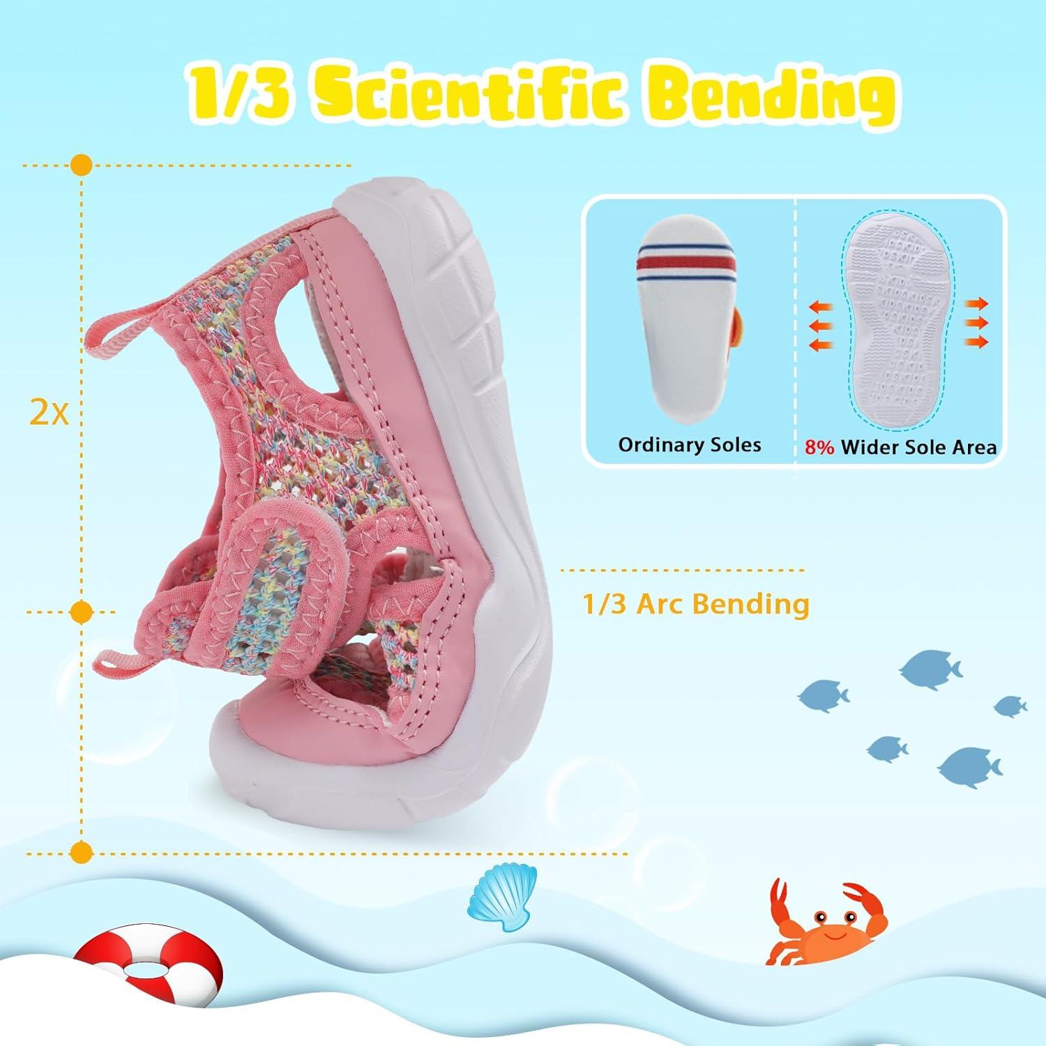 imageBARERUN Kids Water Shoes Boys Girls Barefoot Aqua Socks for Swim Surf Pool Beach Sport Lightweight Breathable Sandal Athletic SlipOn Sneaker for Toddler Outdoor IndoorA Pinkchange