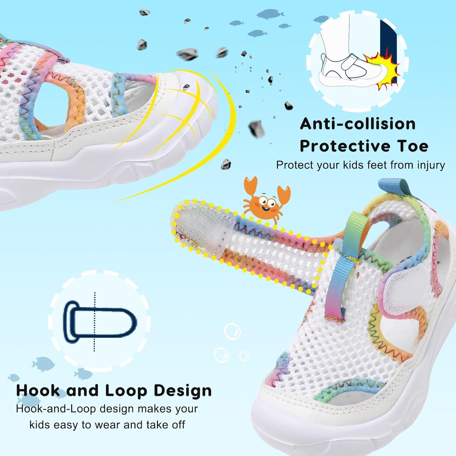 imageBARERUN Kids Water Shoes Boys Girls Barefoot Aqua Socks for Swim Surf Pool Beach Sport Lightweight Breathable Sandal Athletic SlipOn Sneaker for Toddler Outdoor IndoorWhitechanage