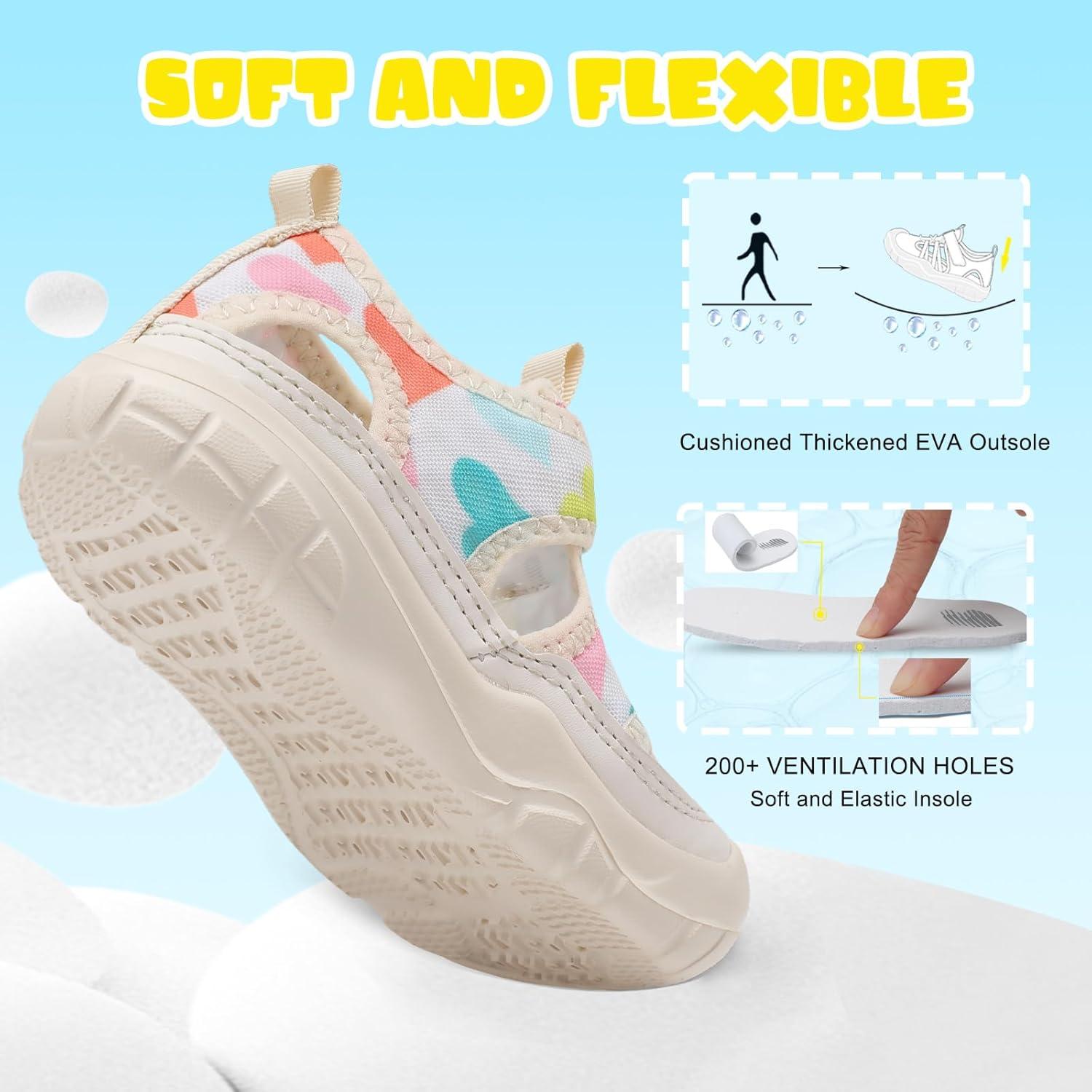 imageBARERUN Kids Water Shoes Boys Girls Barefoot Aqua Socks for Swim Surf Pool Beach Sport Lightweight Breathable Sandal Athletic SlipOn Sneaker for Toddler Outdoor IndoorHeart