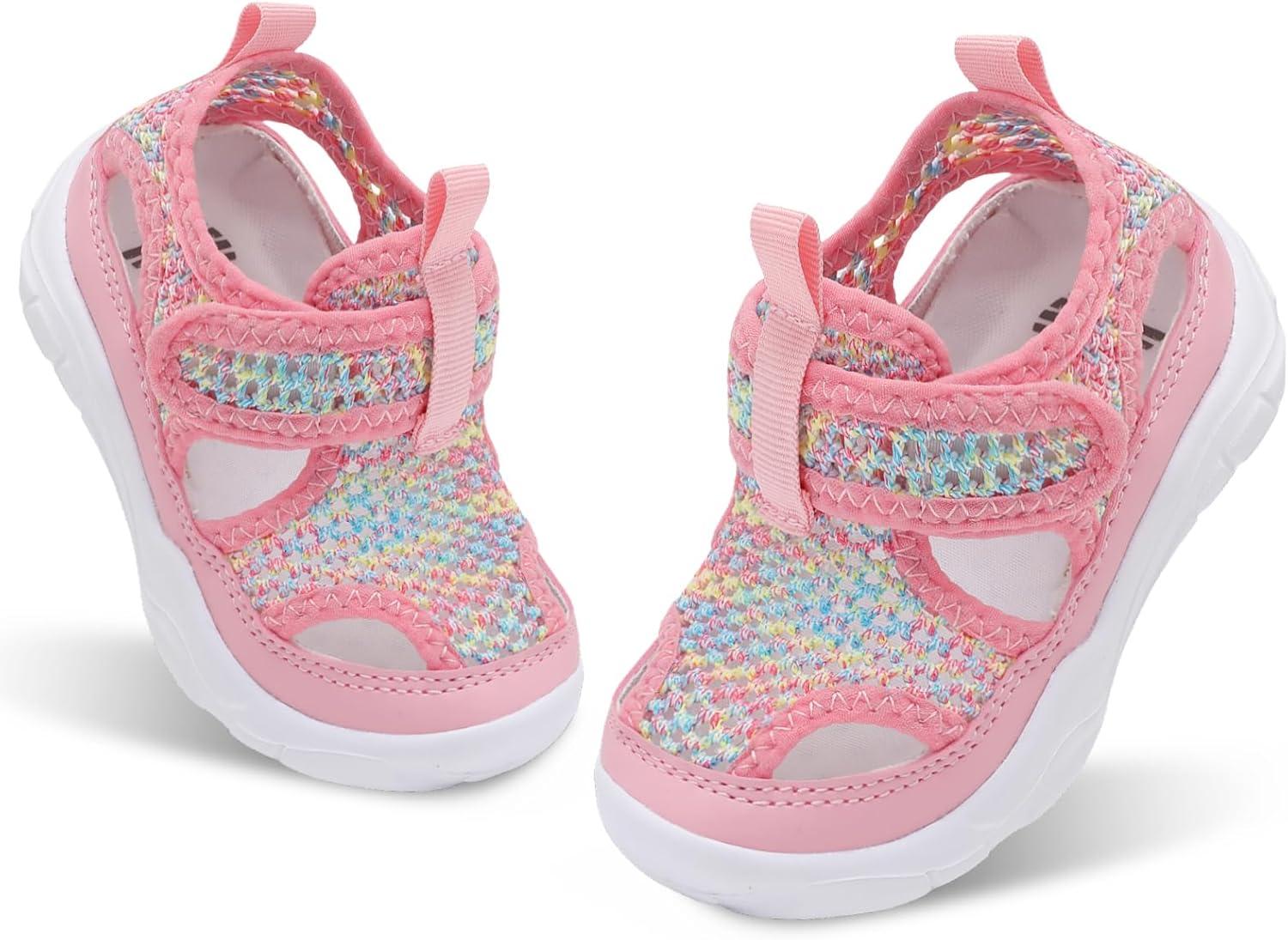 imageBARERUN Kids Water Shoes Boys Girls Barefoot Aqua Socks for Swim Surf Pool Beach Sport Lightweight Breathable Sandal Athletic SlipOn Sneaker for Toddler Outdoor IndoorA Pinkchange