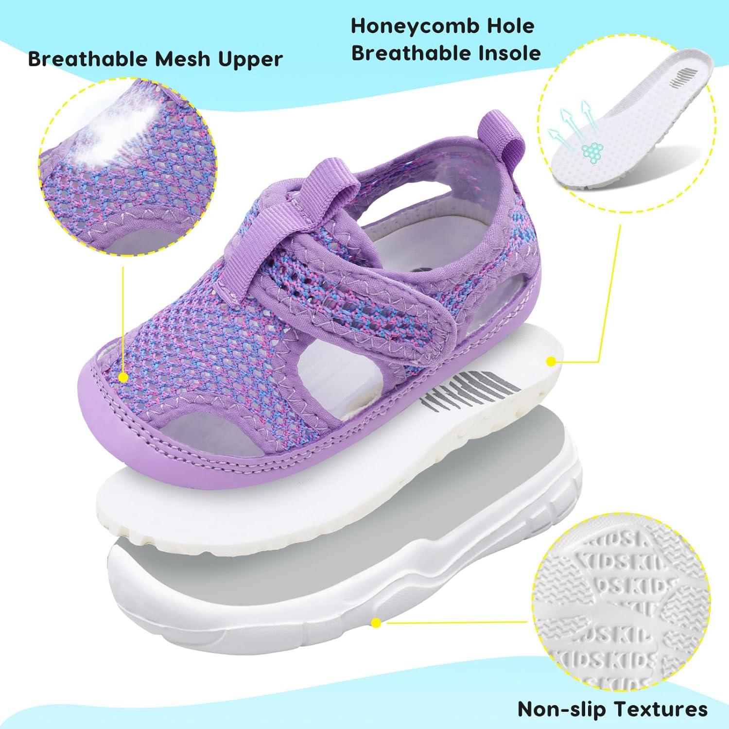imageBARERUN Kids Water Shoes Boys Girls Barefoot Aqua Socks for Swim Surf Pool Beach Sport Lightweight Breathable Sandal Athletic SlipOn Sneaker for Toddler Outdoor IndoorPurple Dye