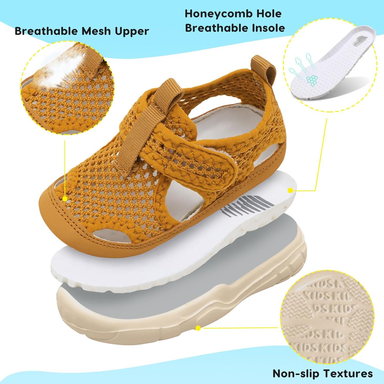 imageBARERUN Kids Water Shoes Boys Girls Barefoot Aqua Socks for Swim Surf Pool Beach Sport Lightweight Breathable Sandal Athletic SlipOn Sneaker for Toddler Outdoor IndoorBrown