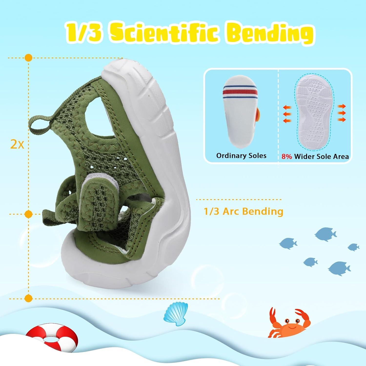imageBARERUN Kids Water Shoes Boys Girls Barefoot Aqua Socks for Swim Surf Pool Beach Sport Lightweight Breathable Sandal Athletic SlipOn Sneaker for Toddler Outdoor IndoorGreen