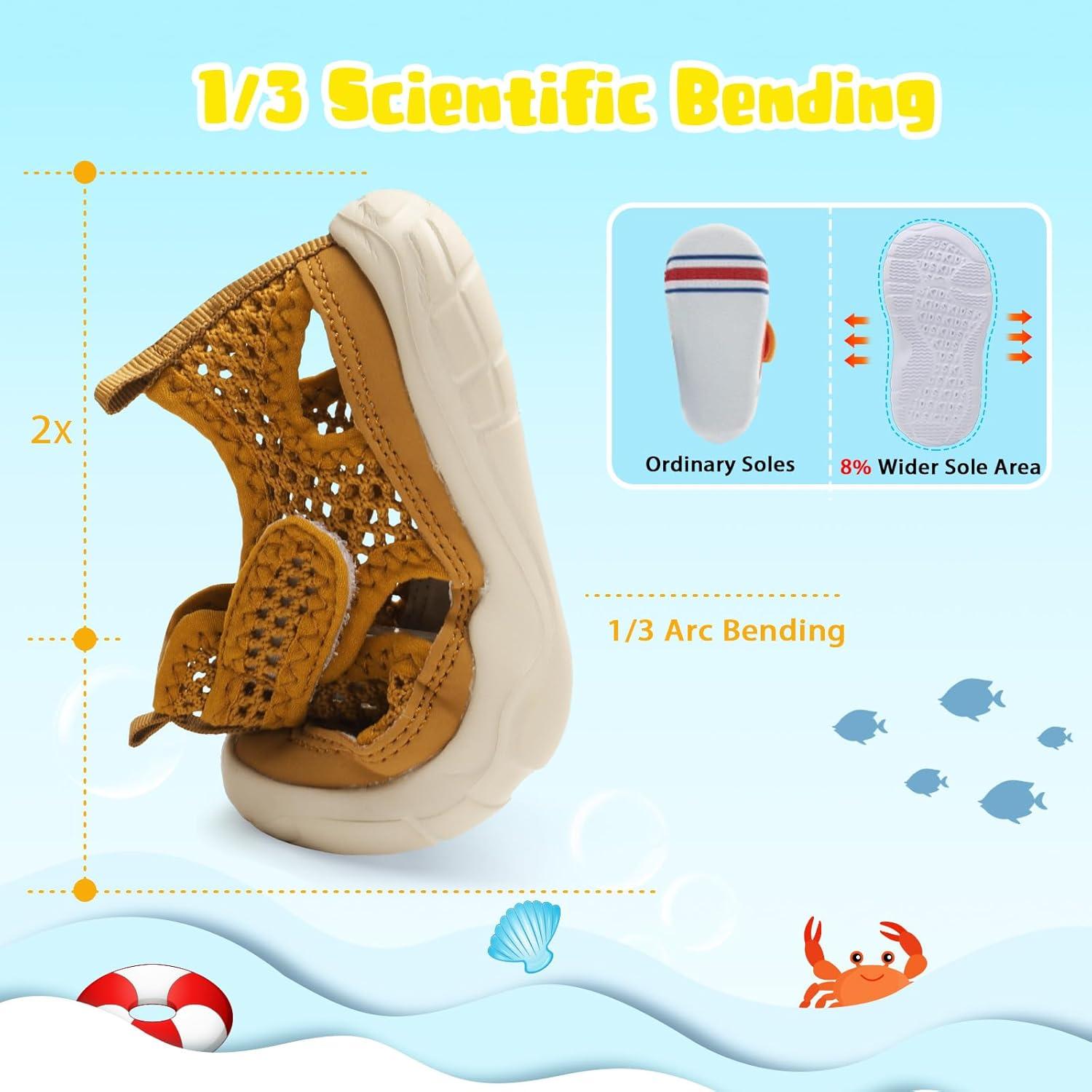 imageBARERUN Kids Water Shoes Boys Girls Barefoot Aqua Socks for Swim Surf Pool Beach Sport Lightweight Breathable Sandal Athletic SlipOn Sneaker for Toddler Outdoor IndoorBrown
