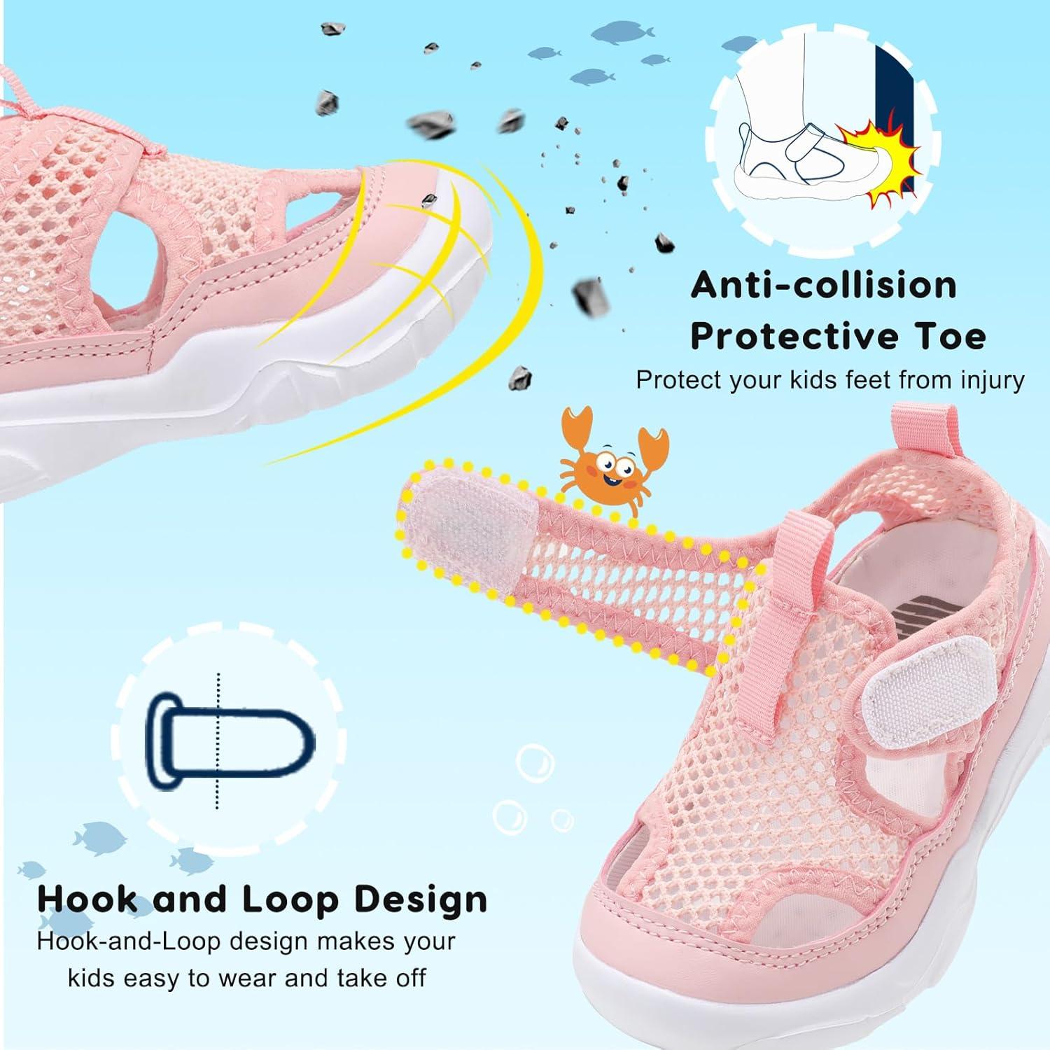 imageBARERUN Kids Water Shoes Boys Girls Barefoot Aqua Socks for Swim Surf Pool Beach Sport Lightweight Breathable Sandal Athletic SlipOn Sneaker for Toddler Outdoor IndoorPink