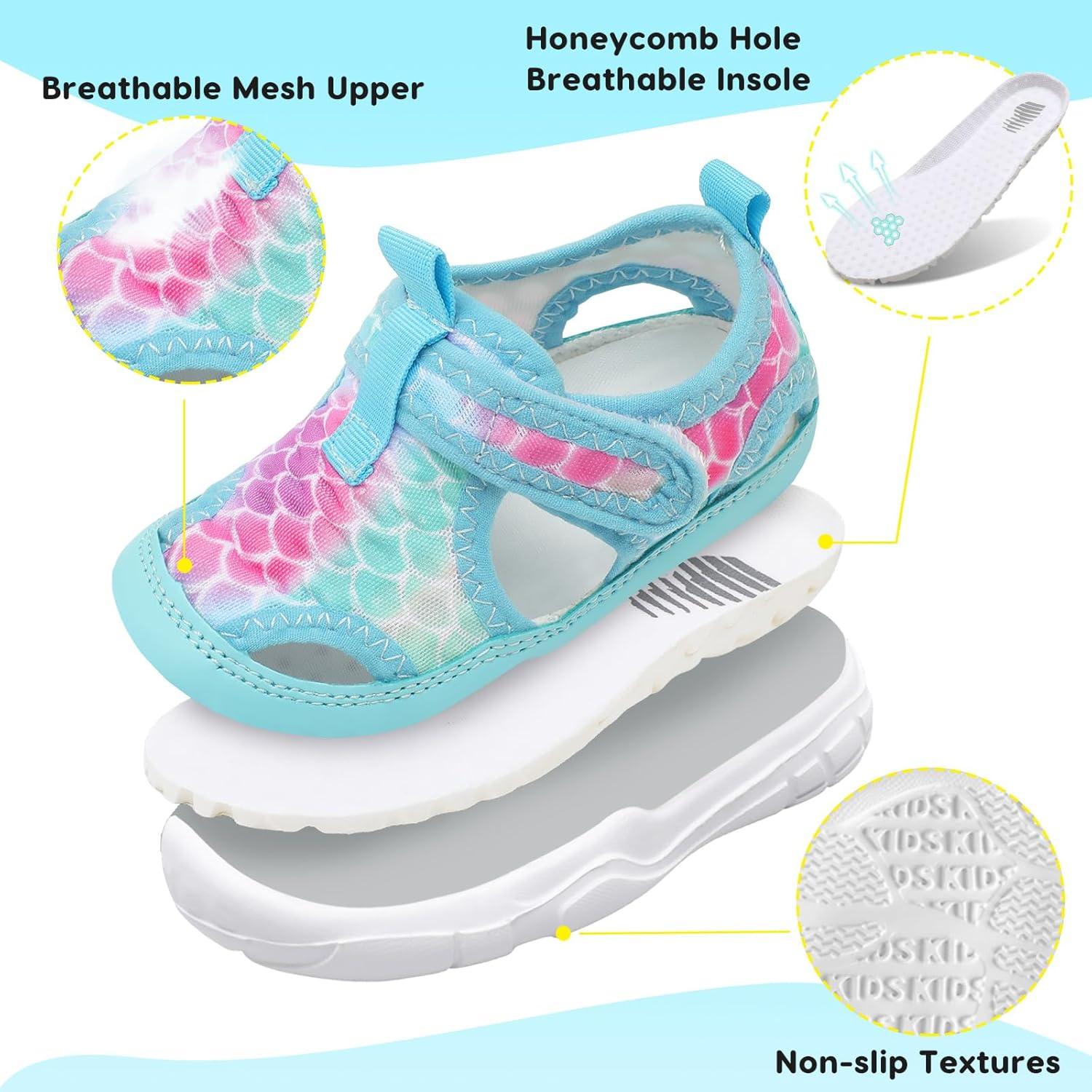 imageBARERUN Kids Water Shoes Boys Girls Barefoot Aqua Socks for Swim Surf Pool Beach Sport Lightweight Breathable Sandal Athletic SlipOn Sneaker for Toddler Outdoor IndoorBluefishscale