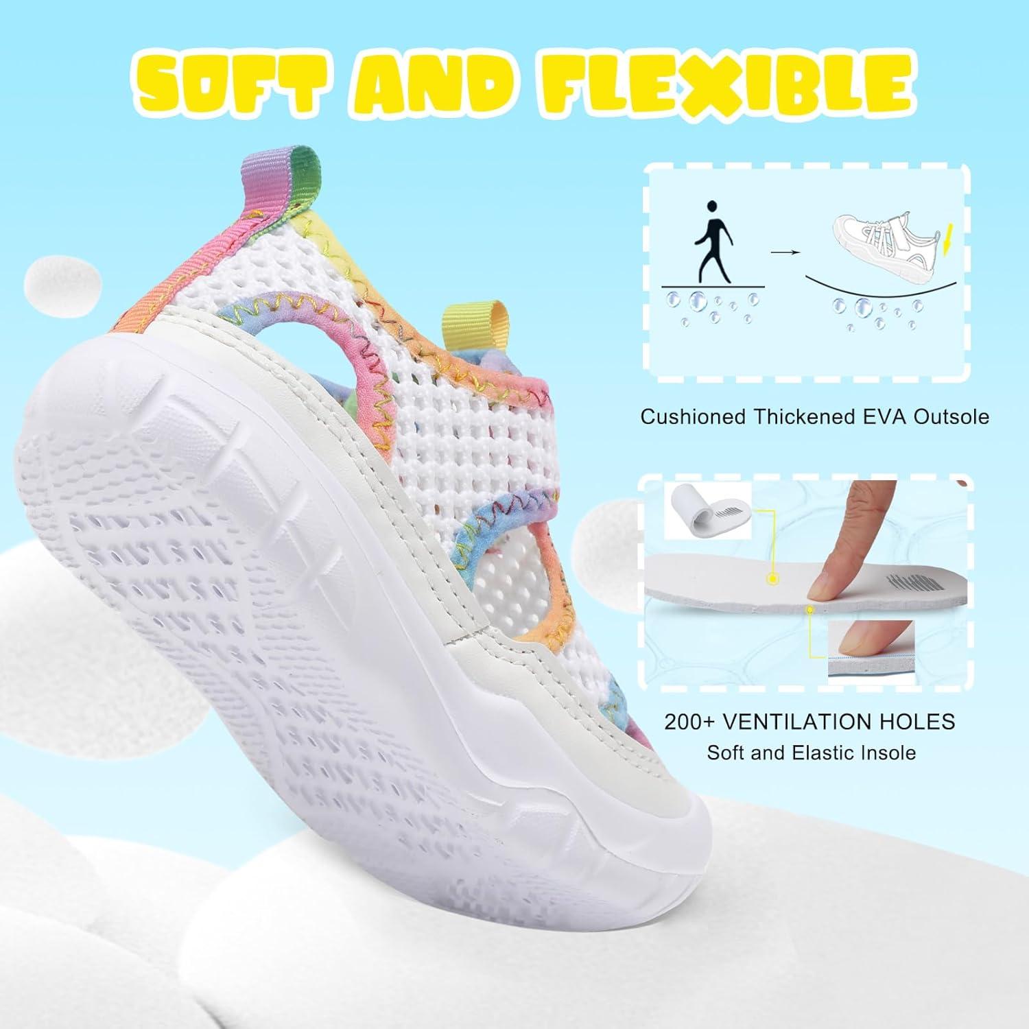 imageBARERUN Kids Water Shoes Boys Girls Barefoot Aqua Socks for Swim Surf Pool Beach Sport Lightweight Breathable Sandal Athletic SlipOn Sneaker for Toddler Outdoor IndoorWhitechanage
