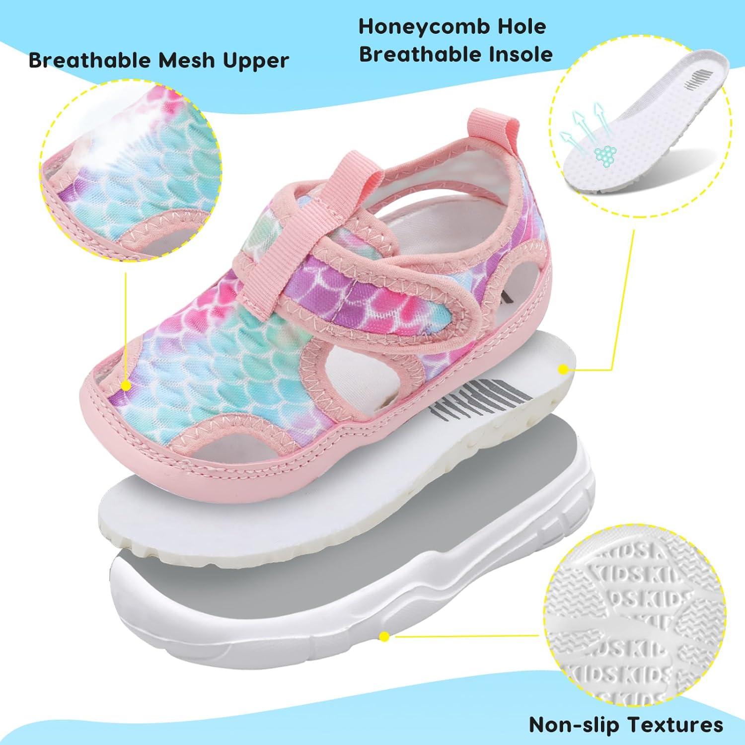 imageBARERUN Kids Water Shoes Boys Girls Barefoot Aqua Socks for Swim Surf Pool Beach Sport Lightweight Breathable Sandal Athletic SlipOn Sneaker for Toddler Outdoor IndoorFishscale