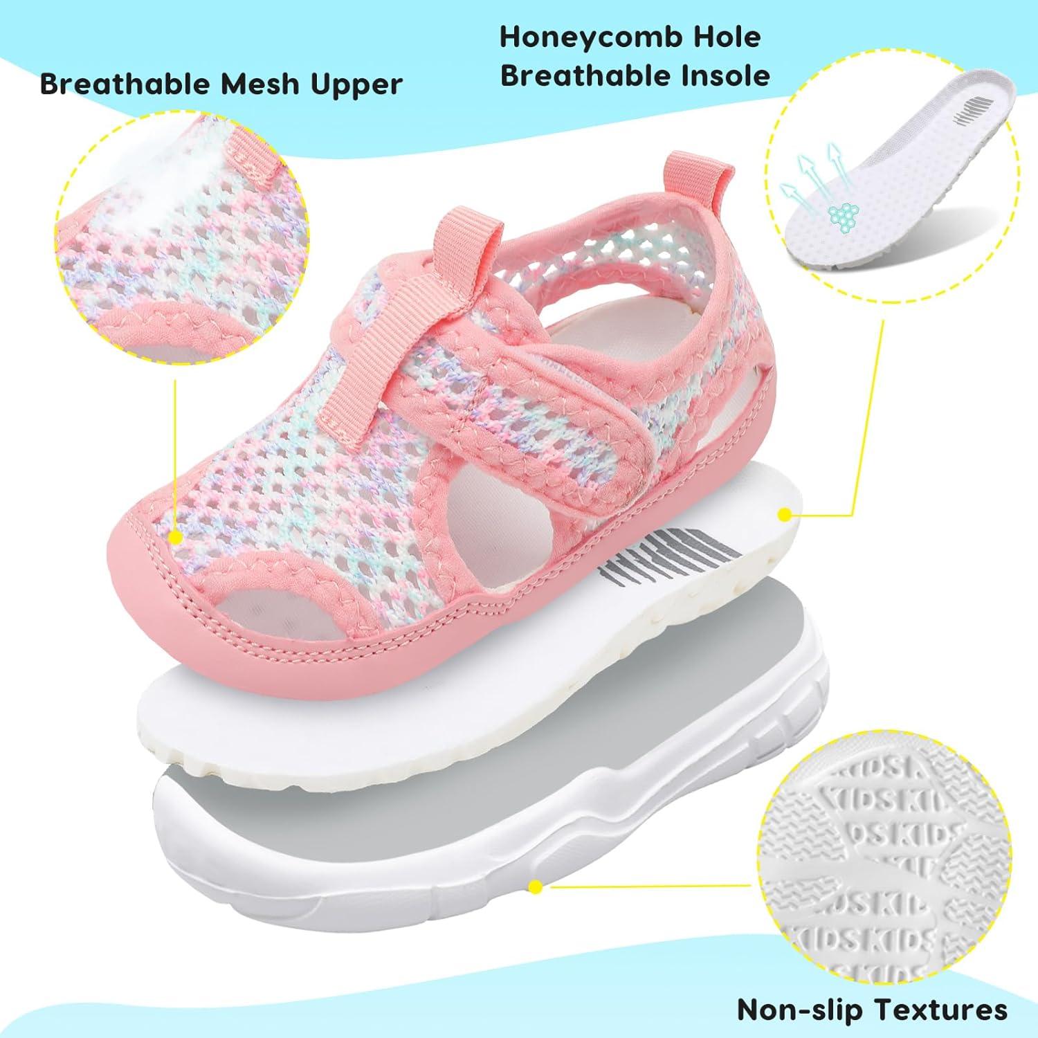 imageBARERUN Kids Water Shoes Boys Girls Barefoot Aqua Socks for Swim Surf Pool Beach Sport Lightweight Breathable Sandal Athletic SlipOn Sneaker for Toddler Outdoor IndoorPinkpurple