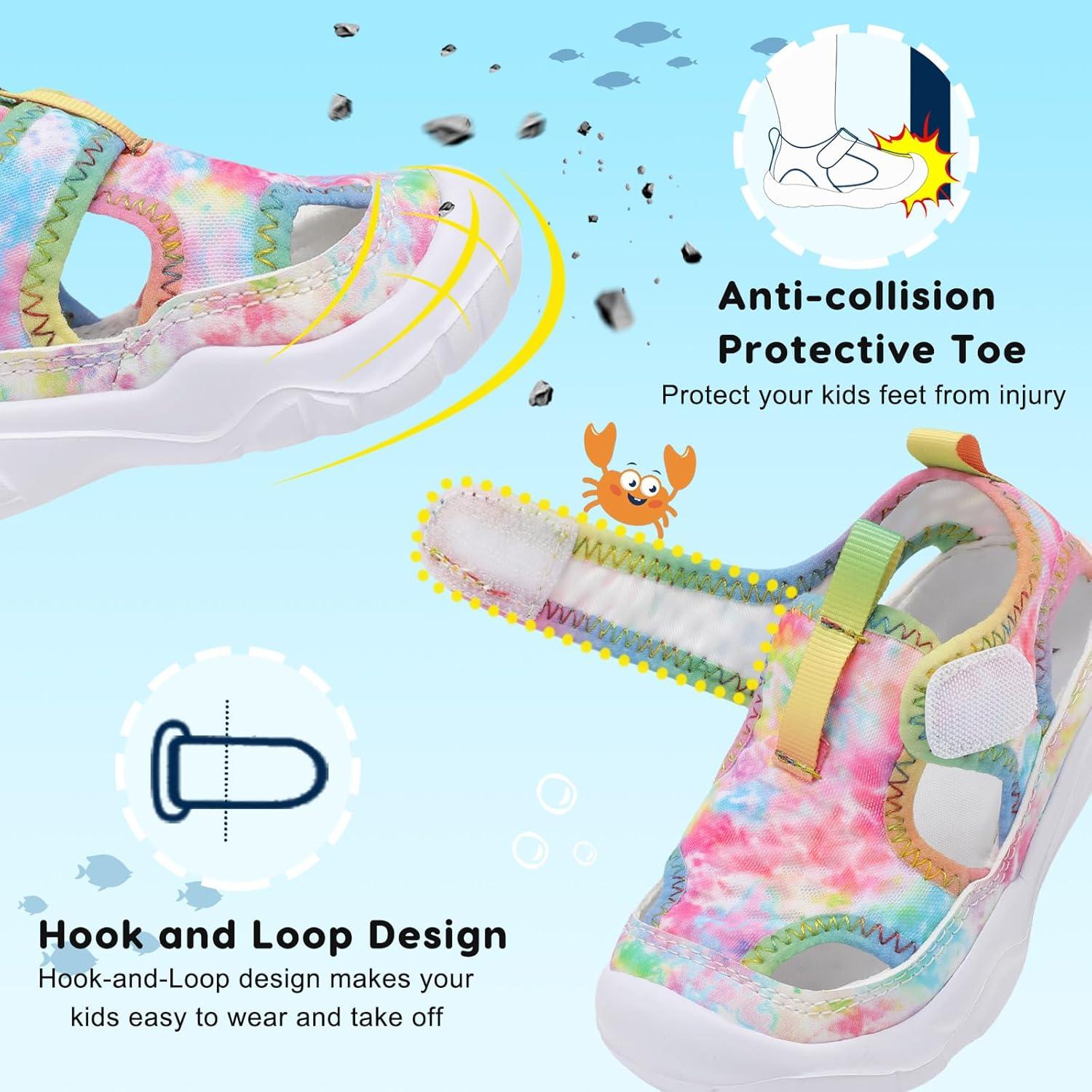 imageBARERUN Kids Water Shoes Boys Girls Barefoot Aqua Socks for Swim Surf Pool Beach Sport Lightweight Breathable Sandal Athletic SlipOn Sneaker for Toddler Outdoor IndoorDyepink