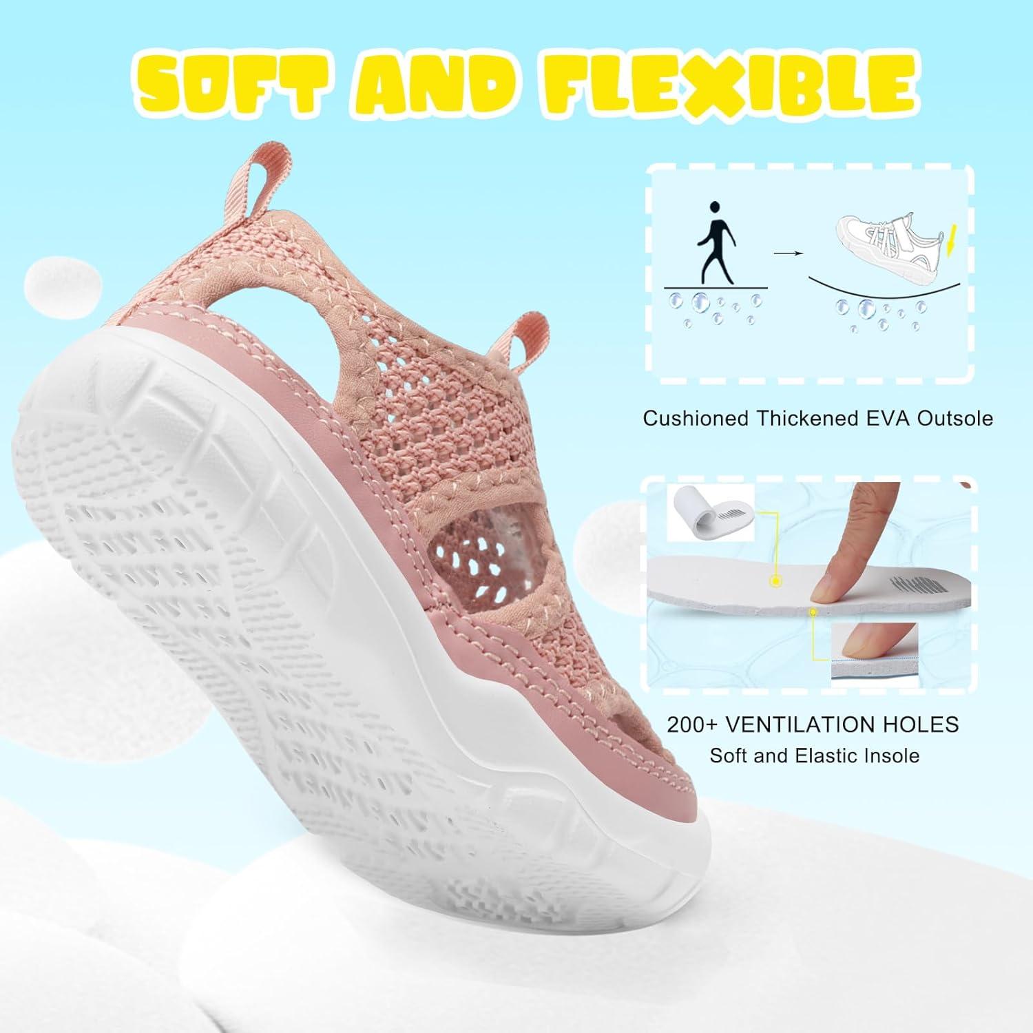 imageBARERUN Kids Water Shoes Boys Girls Barefoot Aqua Socks for Swim Surf Pool Beach Sport Lightweight Breathable Sandal Athletic SlipOn Sneaker for Toddler Outdoor IndoorLight Red