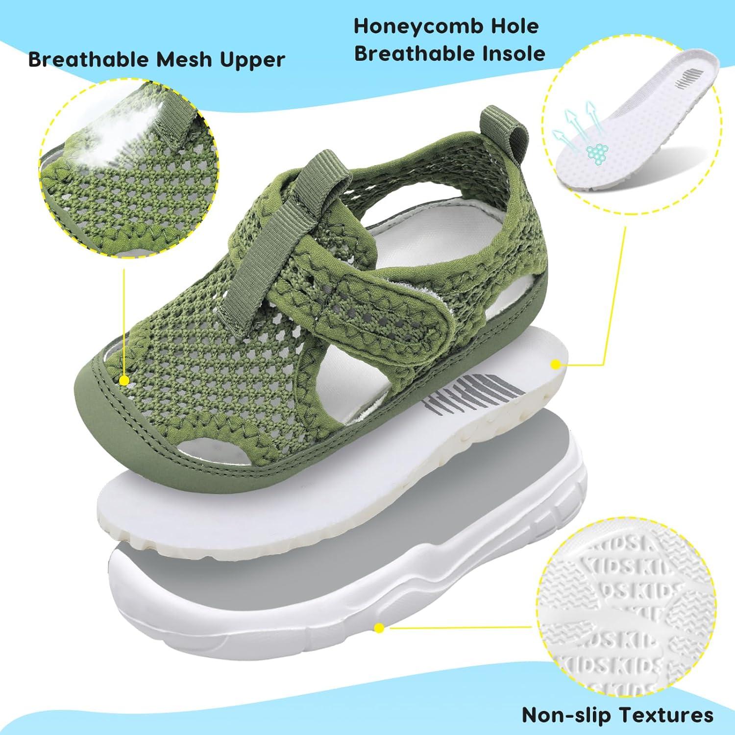 imageBARERUN Kids Water Shoes Boys Girls Barefoot Aqua Socks for Swim Surf Pool Beach Sport Lightweight Breathable Sandal Athletic SlipOn Sneaker for Toddler Outdoor IndoorGreen